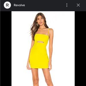 Superdown neon yellow mini dress. Spaghetti strap. Cut out dress.